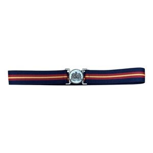 Ralph Lauren Blue and Red Striped Belt with Silver Buckle
